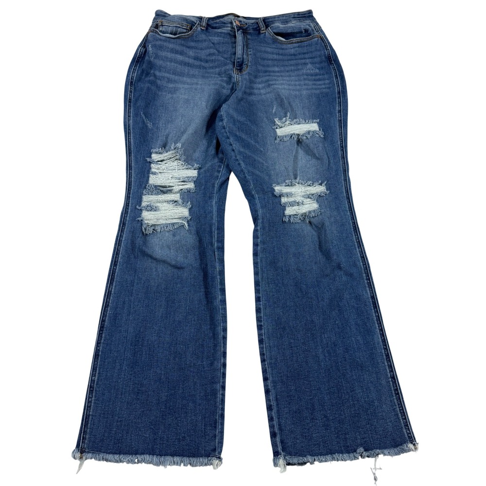 Judy Blue Bootcut Distressed Raw Hem Jeans Women's Size 18W JB82542MD-PL